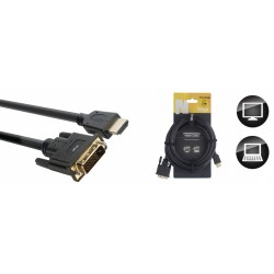 Stagg NVC3HAMDVIDM - Câble Vidéo série N HDMI 1.4 vers DVI Dual Link 3m
