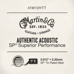 Martin M12HTT - Martin & Co Cordes Acoustiques Authentic Acoustic SP - Cordes 1st E unité SP acier plein .012