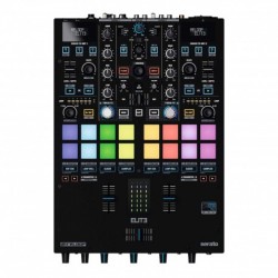 Reloop ELITE - Table de mixage DJ PRO DVS Serato DJ PRO 16 pads RGB + cable d'alim + 2 vinyls Control + flightcase