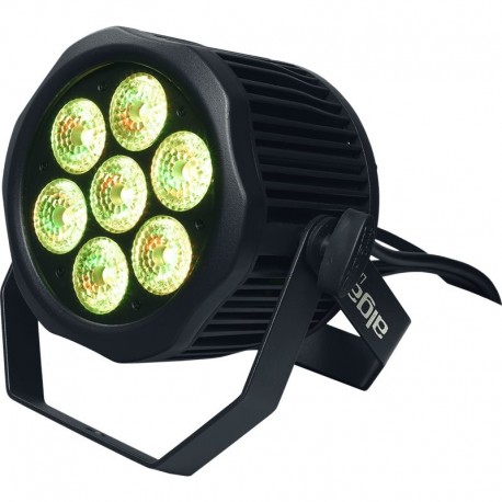 Projecteur d'extérieur IP65 à Leds de type PAR 7x12w RGBW-A-UV DMX ouverture 40 degrés double étrier