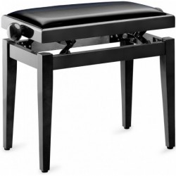 Stagg PB05 BKP SBK - Banquette de piano noir brillant avec pelote en skai noir