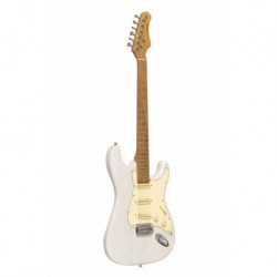 Stagg SES-55 WHB - Guitare électrique série 55 avec corps en paulownia massif Blanc Transparent Brillant