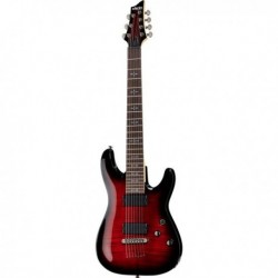 Schecter DEMON-7-CRB - Guitare électrique Demon 7 Crimson Red Burst 7 cordes repères Gothic Crosses