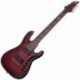 Schecter DEMON-7-CRB - Guitare électrique Demon 7 Crimson Red Burst 7 cordes repères Gothic Crosses