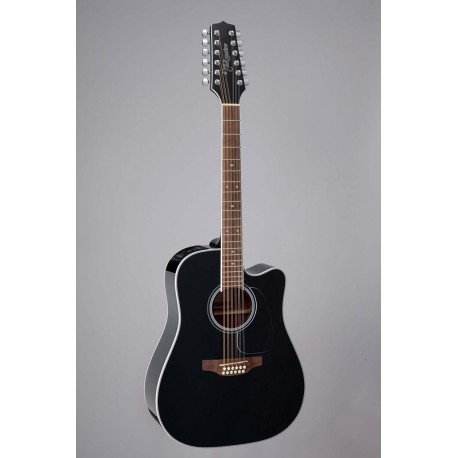 Takamine GD38CE-BLK - Guitare 12 cordes électro-acoustique dreadnough Black table épicéa massif avec housse