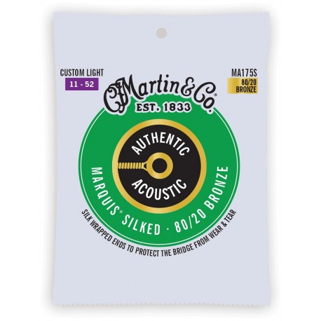 Martin MA175S - Jeu de cordes Flexible Core Silk 11-52 pour guitare folk