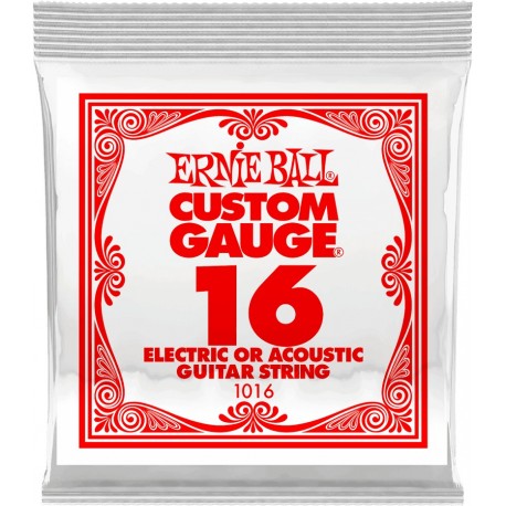 Ernie Ball 1016 - Corde .016 acier plein pour guitare electrique ou acoustique