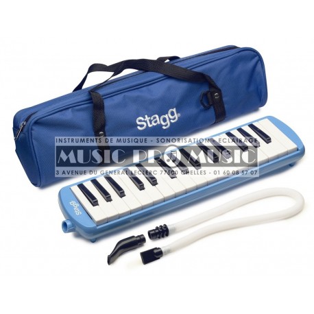 Stagg MELOSTA32-BL - Mélodica bleu en plastique 32 touches housse bleue