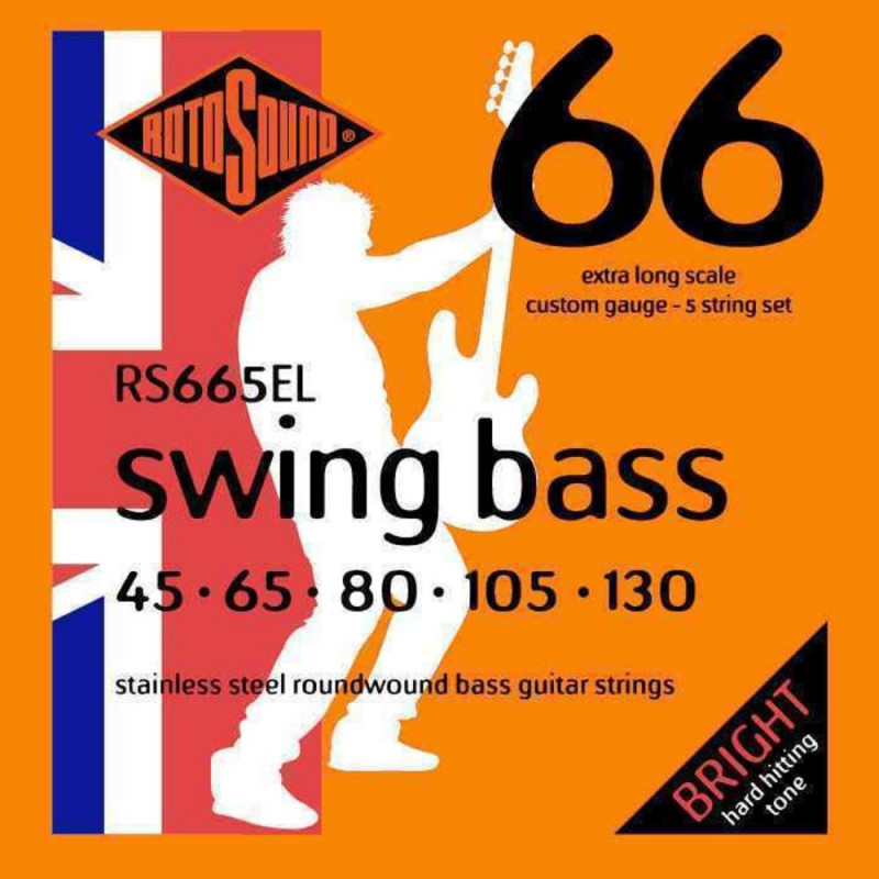 Rotosound RS665EL - Jeu de cordes stainless pour basse 45-130 extra long scale