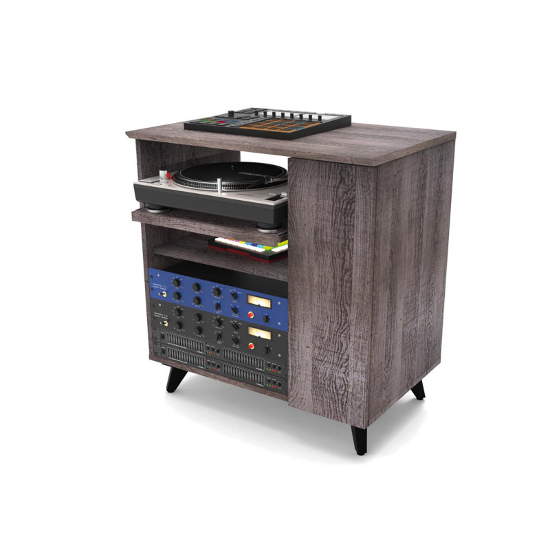 Glorious Dj MODULAR SIDE RACK WALNUT - Meuble finition bois Walnut et rack 12U configurable pour materiel Studio et HiFi