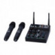 Power Acoustics MX 22 UB 2HF - Table de mixage 4 canaux avec 2 micros sans fil UHF et lecteur MP3/USB/BT