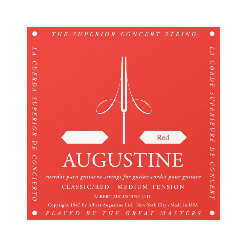 Augustine ROUGE6-MI - Corde 6e Filé Argent Rouge tension normale pour guitare classique (à l'unité)