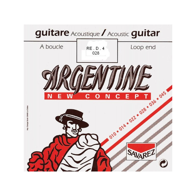 Argentine 1014 - Corde à boucle filé metal argenté 0.28 pour guitare