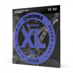 D'Addario ECG25 - Jeu de cordes XL Chromes filet plat light 12-52 pour guitare electrique