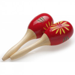 Stagg MRW-16 - Paire de maracas ovales en bois finition fleur rouge 19 cm