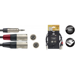 Stagg NYC2/MPS2XMR - Câble Y mini jack mâle stéréo vers 2x XLR mâle 2 m Série N