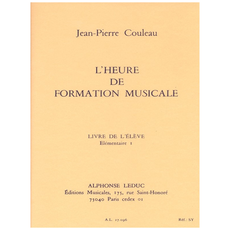 Jean-Pierre Couleau - L'heure de formation musicale - Elémentaire 1 - Elève - Recueil