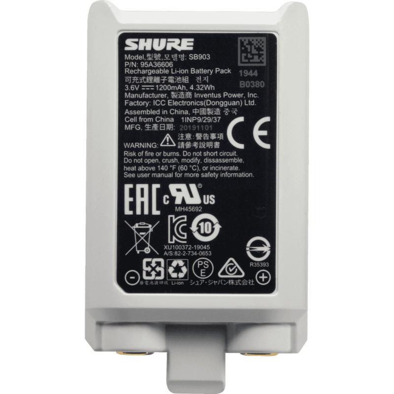 Shure SB903 - Accus rechargeables - Accu Li-Ion pour SLXD1 / SLXD2