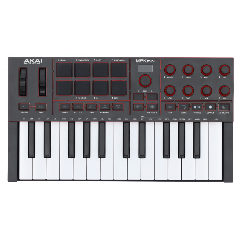 Akai Professional MPKMINI4-B - Clavier maitre USB 25 mini notes 8 pads 8 controleurs noir