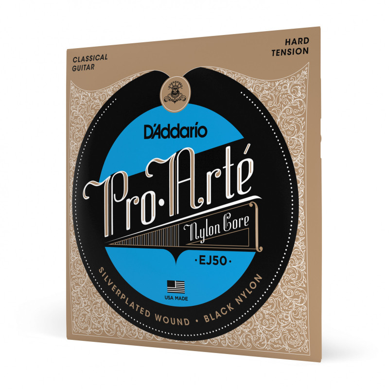 D'Addario EJ50 - Jeu de cordes Pro-Arté Black Nylon Hard Tension pour guitare classique