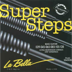 La Bella SS45CB - Jeu de cordes Super Steps Custom Light Stainless Steel 29-128 pour basse électrique 6 cordes