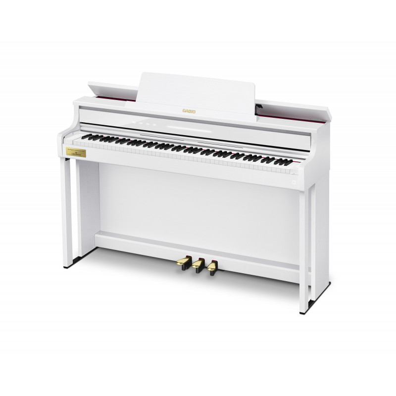Casio AP-750WE - Piano numérique meuble blanc 88 touches mécanique à marteaux hybride Berlin Grand developpé par C. Bechstein