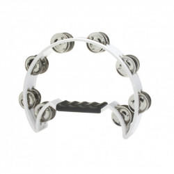 Stagg TAB-2 WH - Tambourin blanc demi-lune en plastique avec 16 cymbalettes