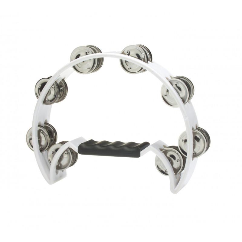 Stagg TAB-2 WH - Tambourin blanc demi-lune en plastique avec 16 cymbalettes