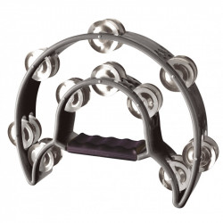 Stagg TAB-1 BK - Tambourin noir demi-lune en plastique avec 20 cymbalettes