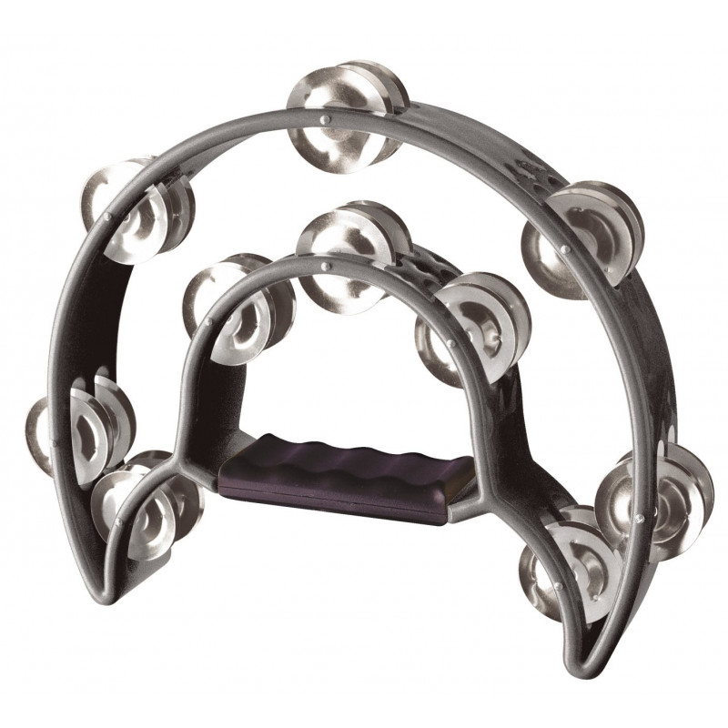Stagg TAB-1 BK - Tambourin noir demi-lune en plastique avec 20 cymbalettes