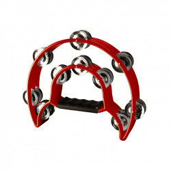 Stagg TAB-1 RD - Tambourin rouge demi-lune en plastique avec 20 cymbalettes