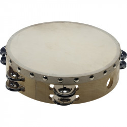 Stagg STA-1208 - Tambourin 8" pré-accordé en bois peau fixe rivetée 2 rangées de cymbalettes