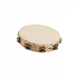 Stagg STA-1210 - Tambourin 10" pré-accordé en bois peau fixe rivetée 2 rangées de cymbalettes