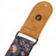 Prodipe Guitars Sangle 50mm JACQUARD - Courroie motif vegetal doublée noire embouts en cuir daim