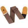 Prodipe Guitars Sangle 75mm POLYESTER - Courroie marron doublée embouts en cuir daim