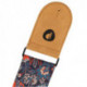 Prodipe Guitars Sangle 75mm JACQUARD - Courroie motif vegetal doublée noire embouts en cuir daim