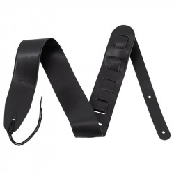 Prodipe Guitars Sangle 65mm CUIR PLEINE FLEUR - Courroie noire doublée cuir