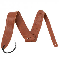 Prodipe Guitars Sangle 65mm CUIR PLEINE FLEUR - Courroie marron recto/verso rembourrée 5mm doublée cuir