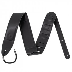 Prodipe Guitars Sangle 65mm CUIR PLEINE FLEUR - Courroie noire recto/verso rembourrée 5mm doublée cuir