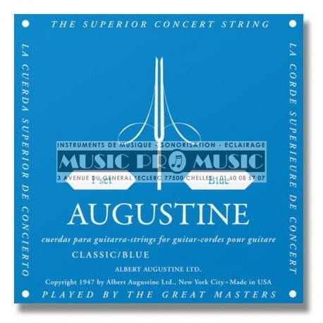 Augustine BLEU - Jeu de cordes Tension Forte pour guitare classique