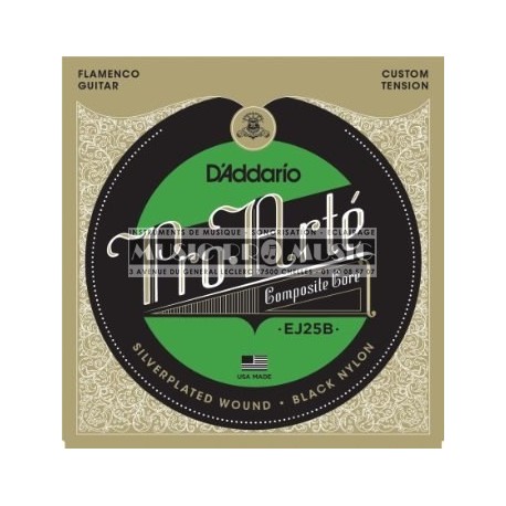 D'Addario EJ25B - Jeu de cordes Composite Tension Hard nylon noir pour guitare classique flamenco