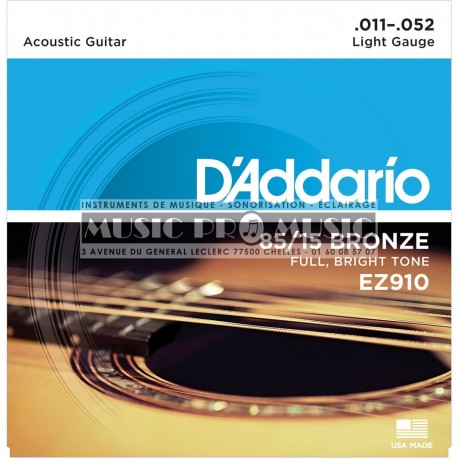 D'Addario EZ910 - Jeu de cordes Bronze 11-52 pour guitare acoustique