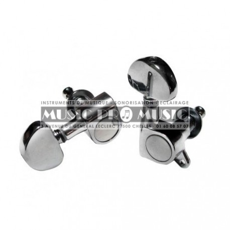 Fire and Stone 545818 - Mécaniques Chrome type Grover 3+3 pour guitare acoustique et électrique