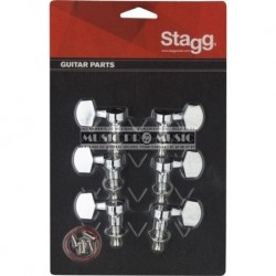 Stagg KG371CR - Mécaniques chromées individuelles pour guitares électriques ou folk 3G + 3D