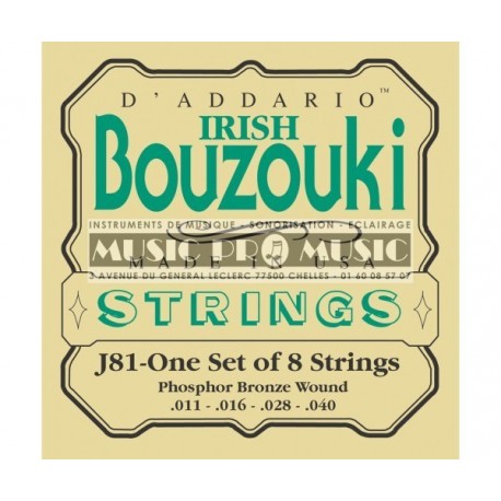 D'Addario EJ81 - Jeu de cordes pour Bouzouki Irish